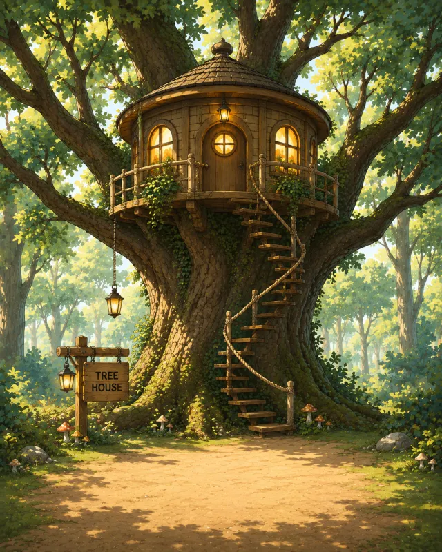 Treehouse, a CoPet home, in daylight